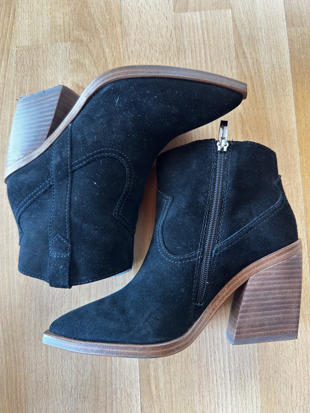 Black Suede Ankle Boots with Block Heel